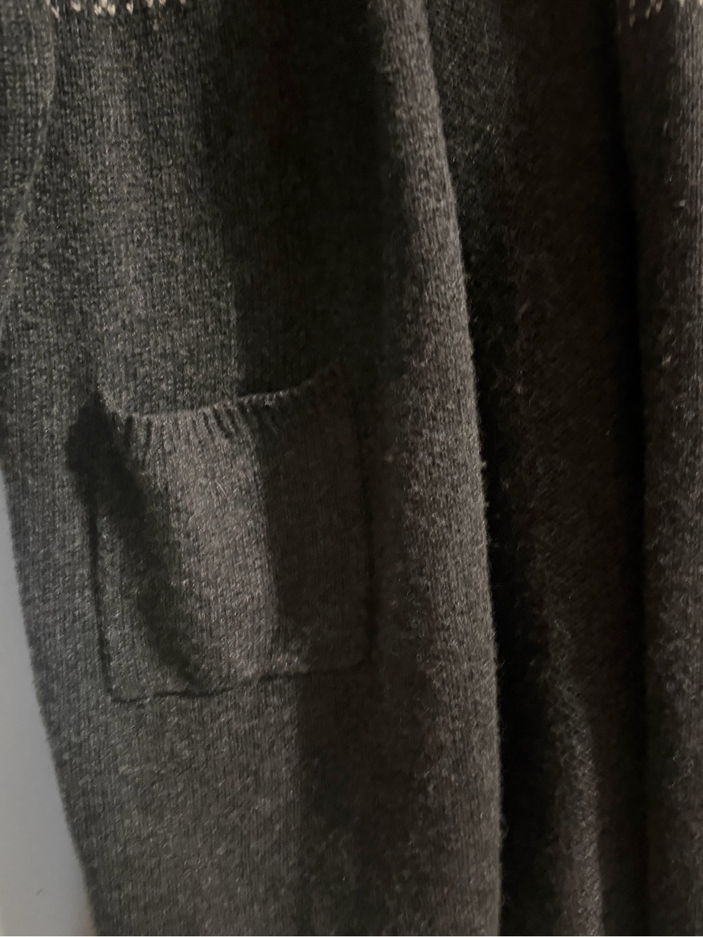 J. Jill Women's Gray and Burgundy Fair Isle Open Front Knit Cardigan Sweater - Picture 5 of 13